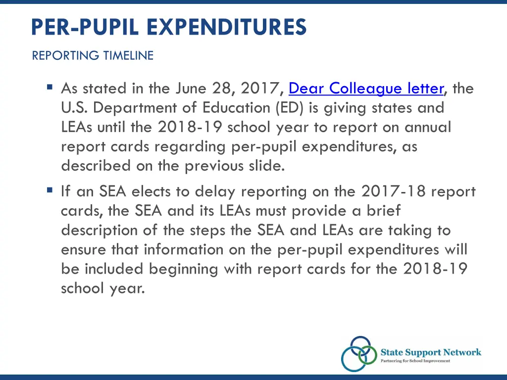 per pupil expenditures reporting timeline