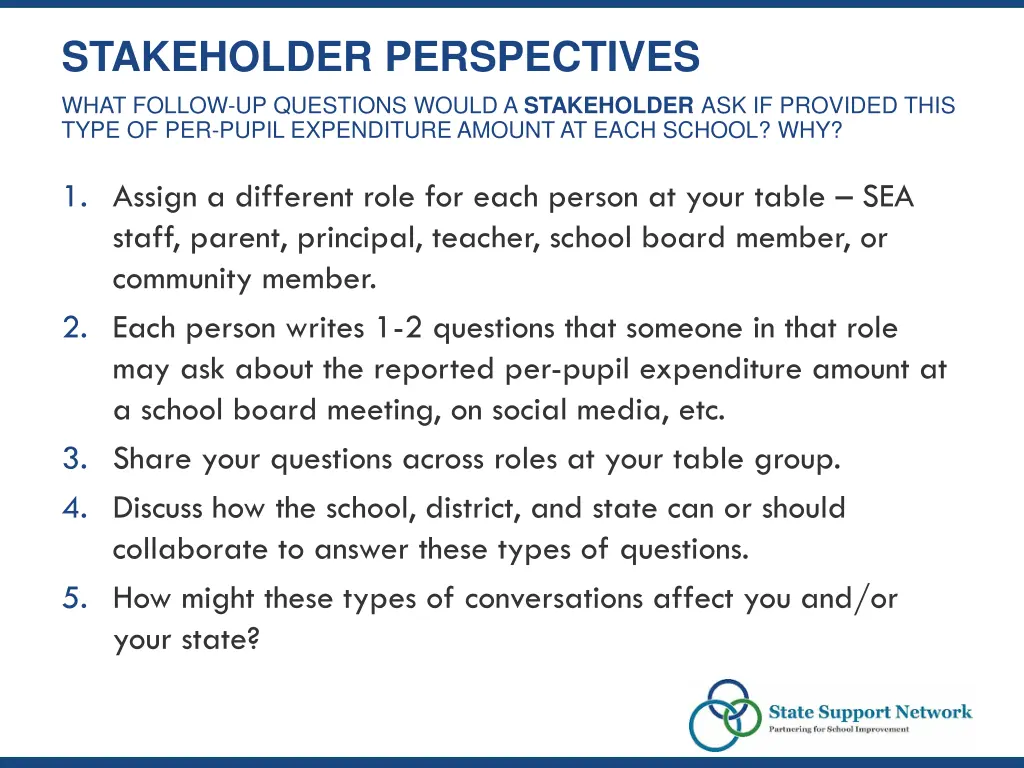 stakeholder perspectives what follow up questions