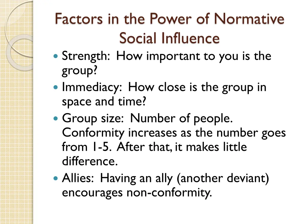 factors in the power of normative social