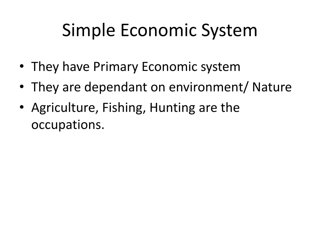 simple economic system