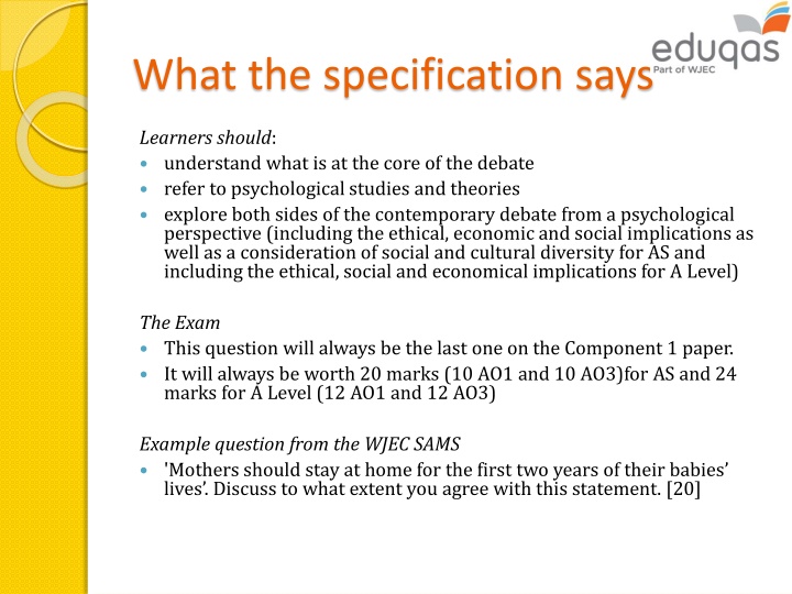 what the specification says