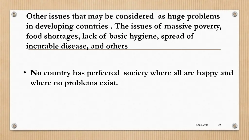 other issues that may be considered as huge