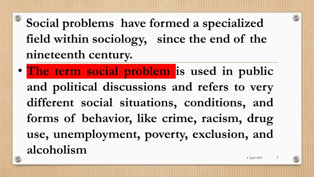 social problems have formed a specialized field