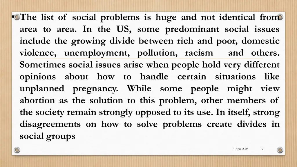 the list of social problems is huge