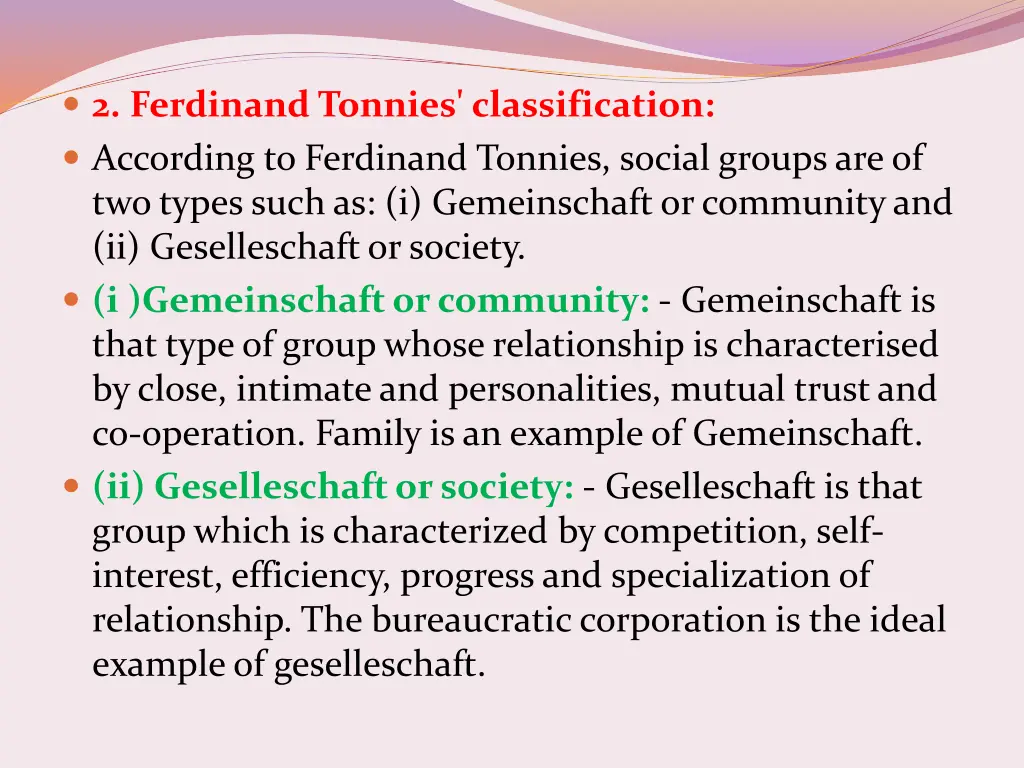 2 ferdinand tonnies classification according