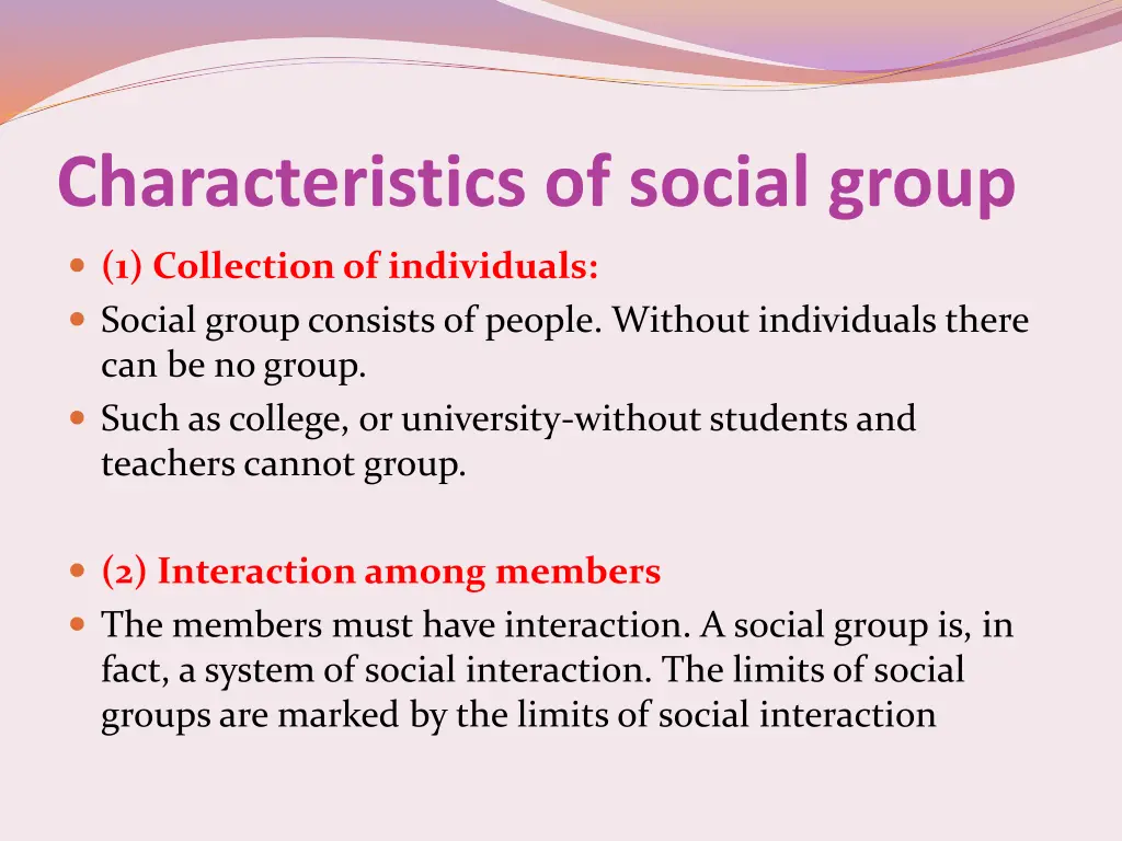 characteristics of social group
