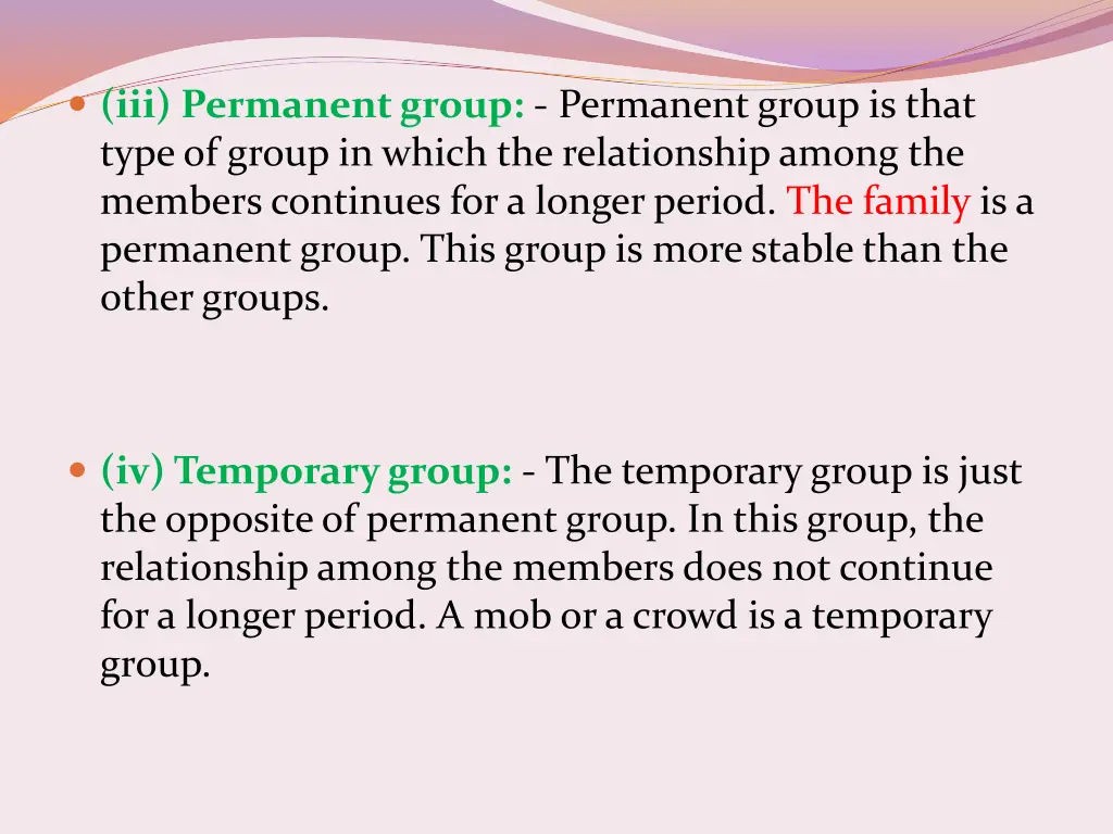 iii permanent group permanent group is that type