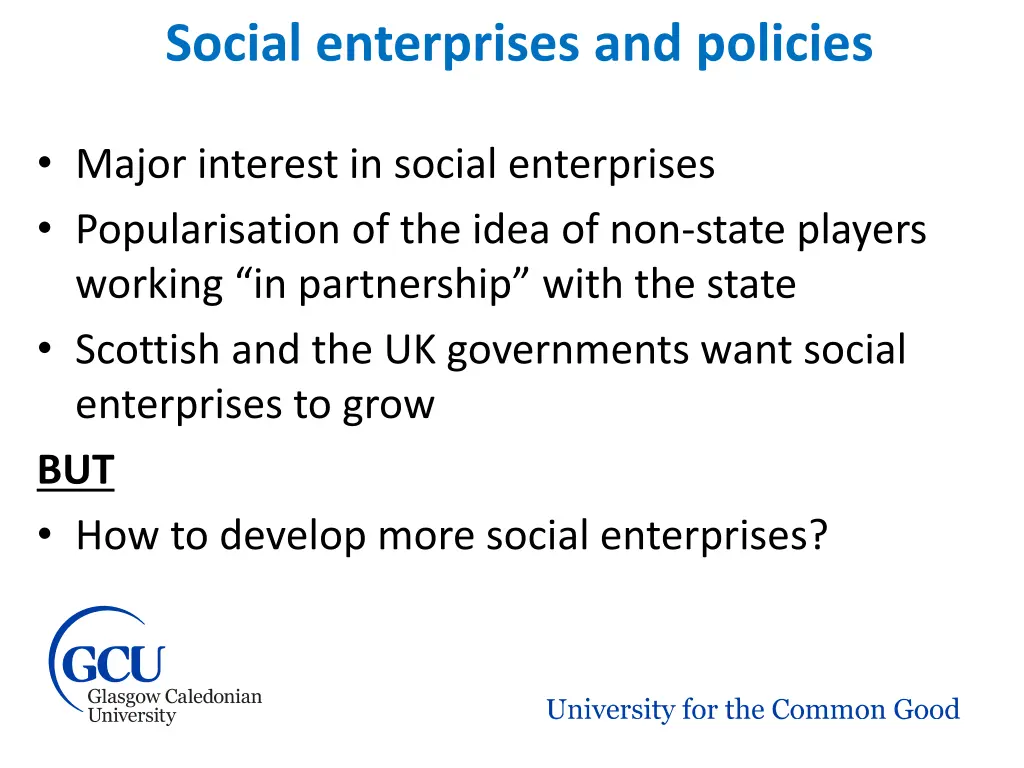 social enterprises and policies