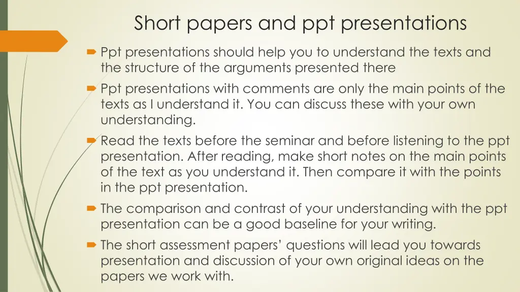 short papers and ppt presentations