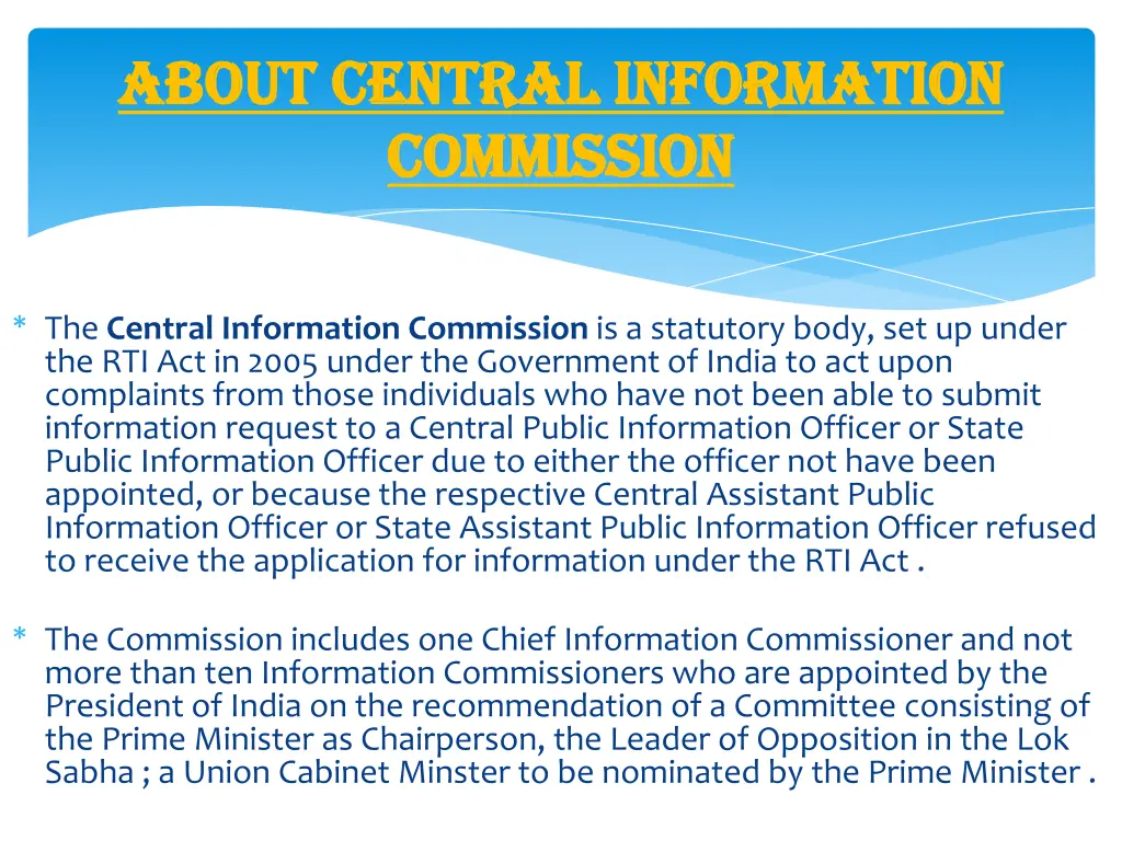 about central information about central