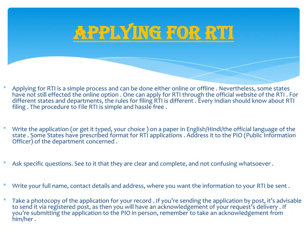 applying for rti applying for rti
