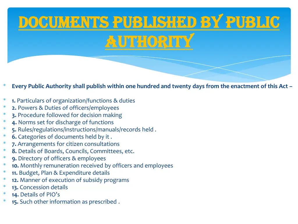 documents published by public documents published
