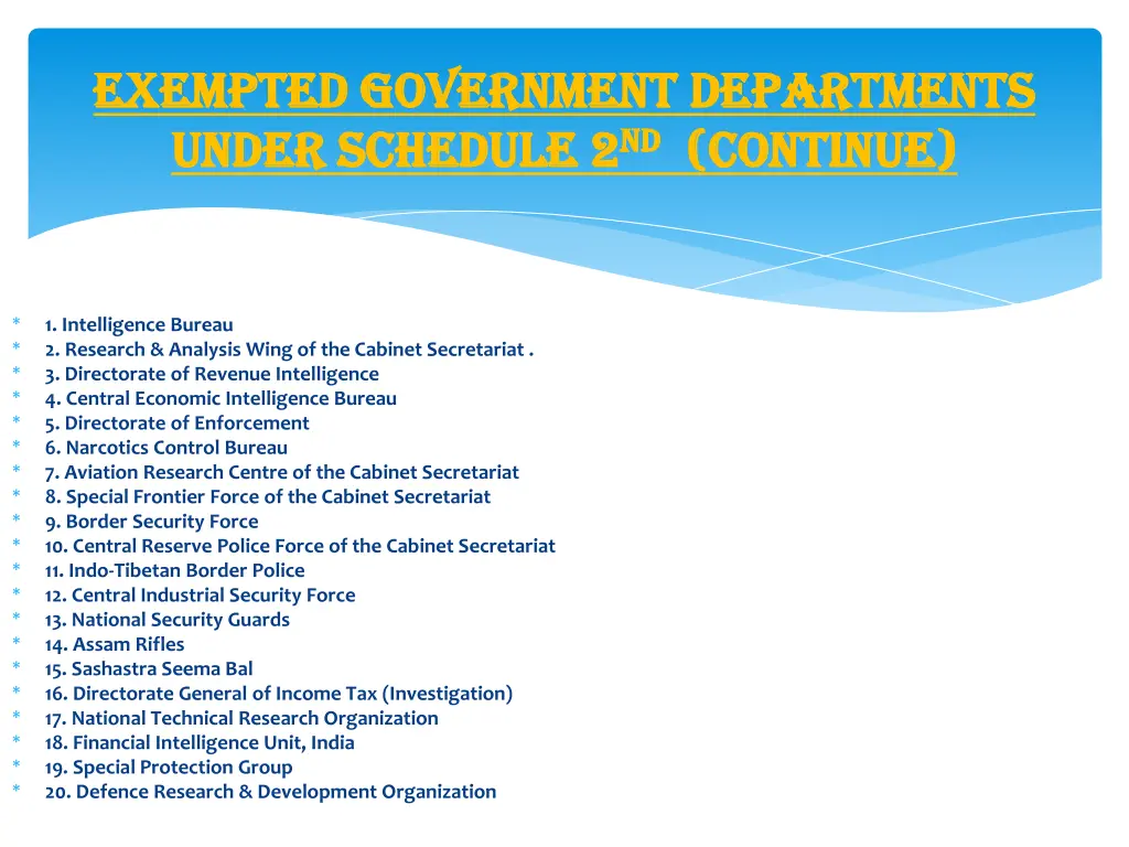 exempted government departments exempted