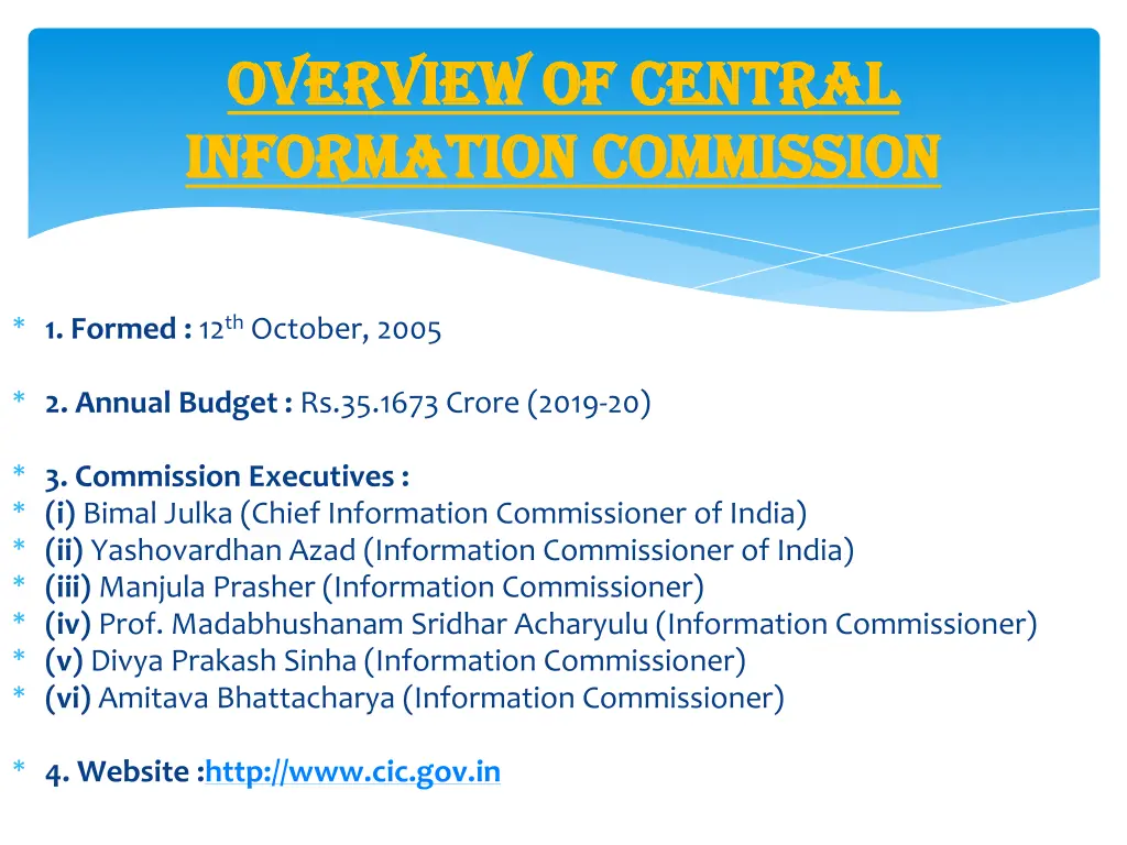 overview of central overview of central