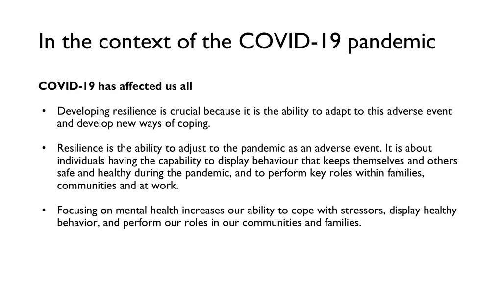 in the context of the covid 19 pandemic
