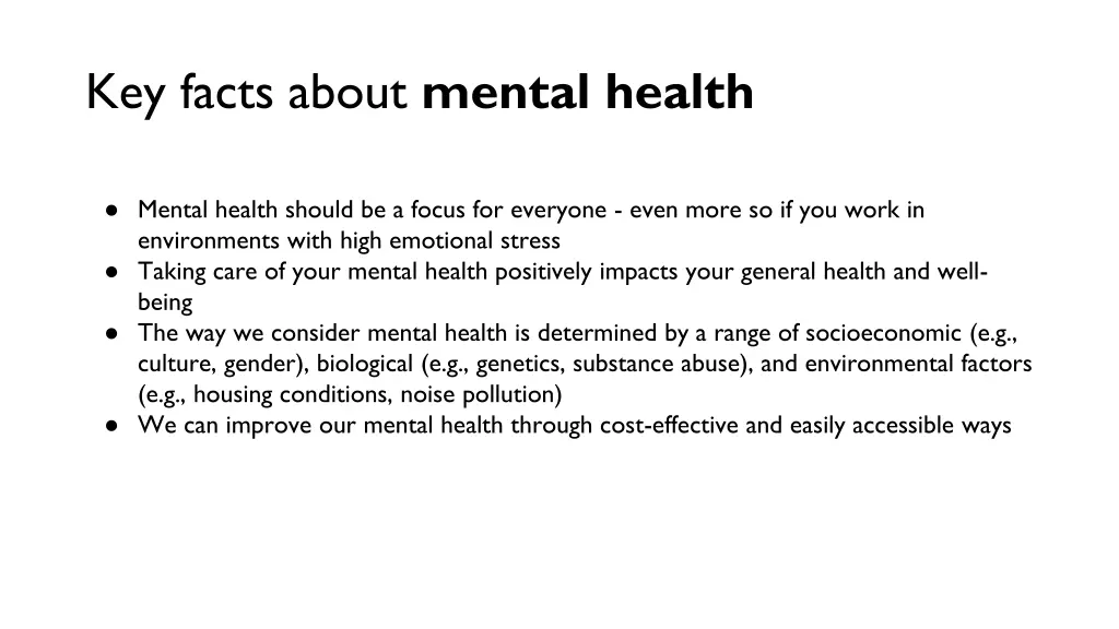 key facts about mental health