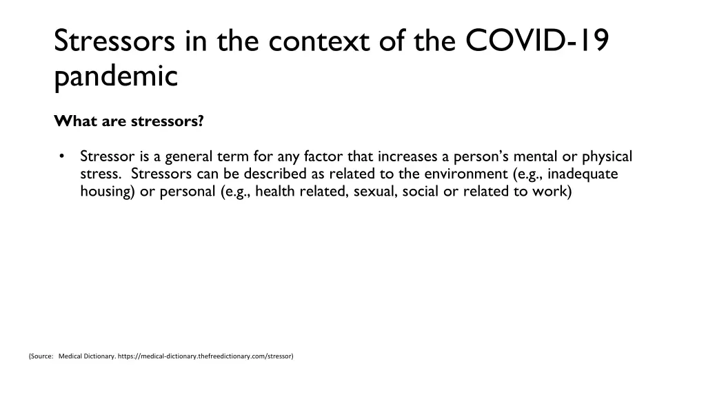 stressors in the context of the covid 19 pandemic