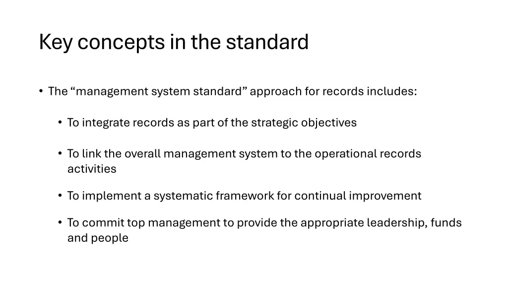 key concepts in the standard