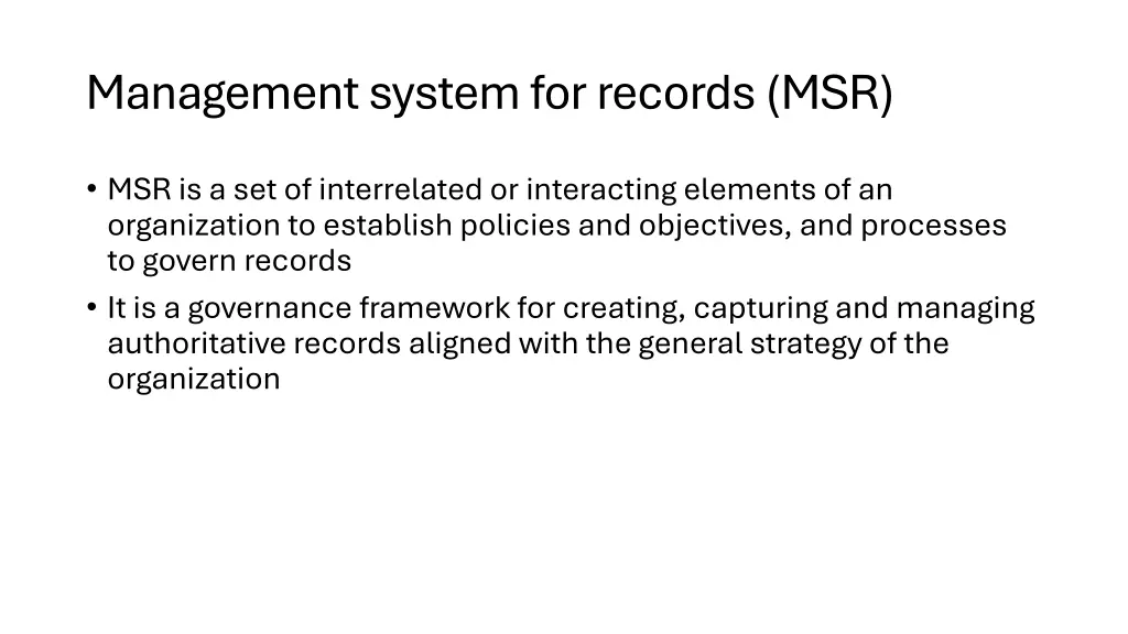 management system for records msr