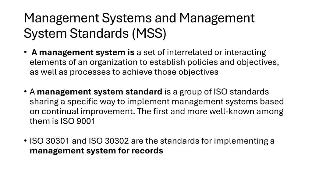 management systems and management system