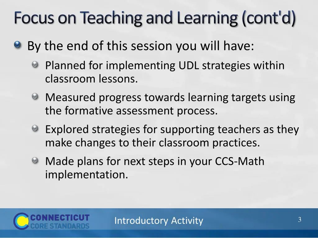 focus on teaching and learning cont d