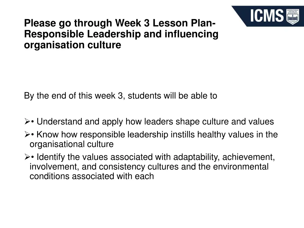 please go through week 3 lesson plan responsible