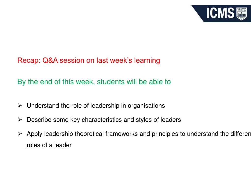 recap q a session on last week s learning