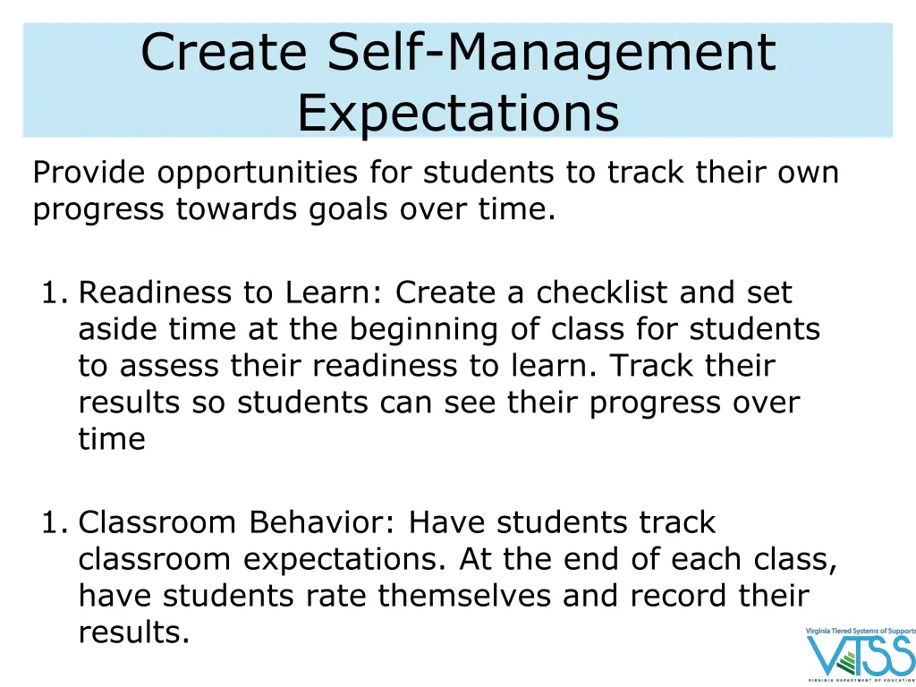 create self management expectations