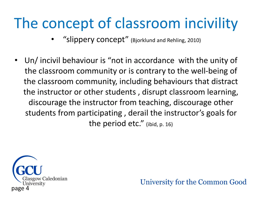 the concept of classroom incivility slippery