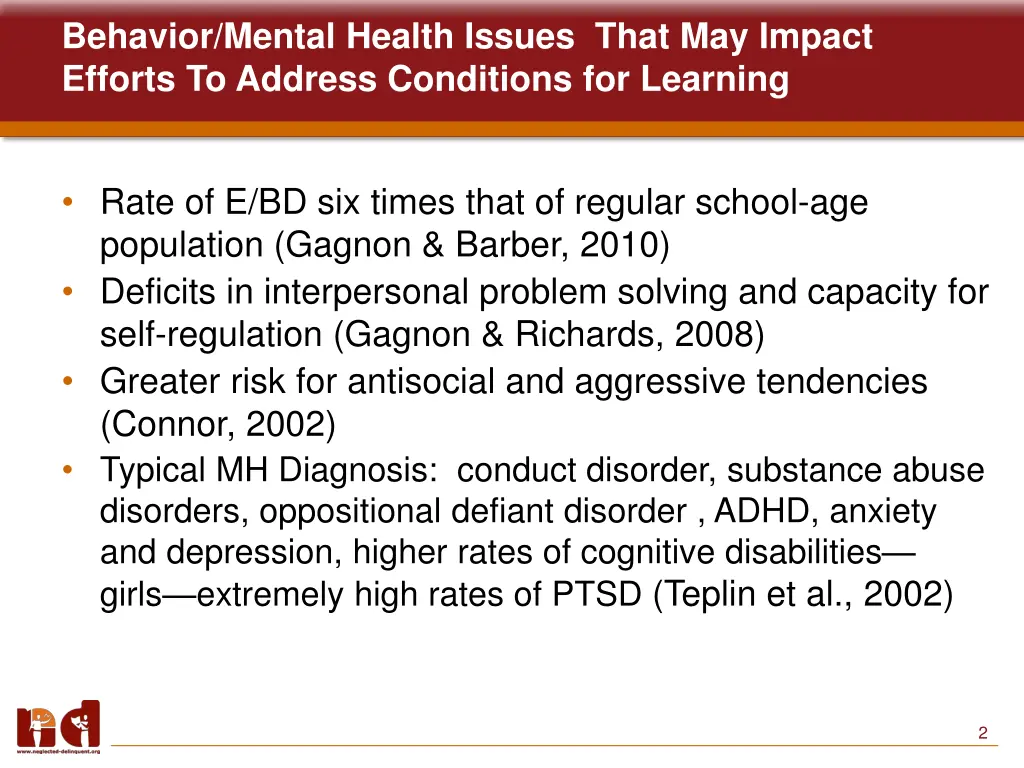 behavior mental health issues that may impact
