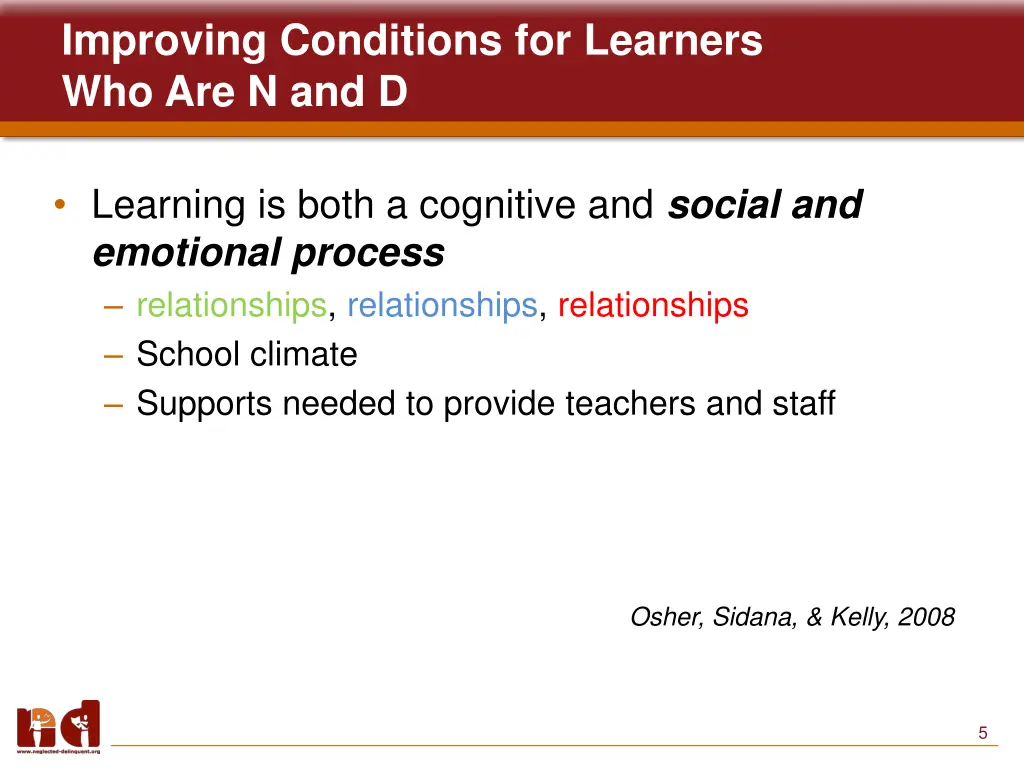 improving conditions for learners who are n and d