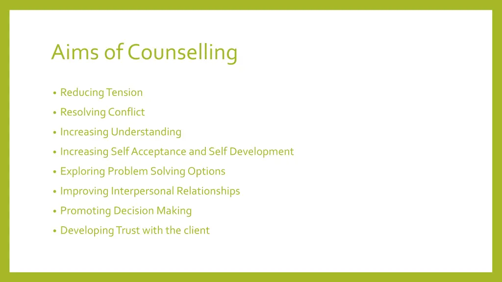 aims of counselling