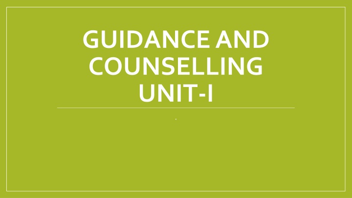 guidance and counselling unit i