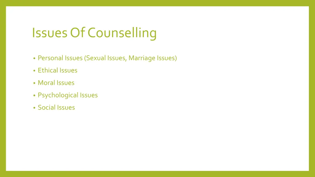 issues of counselling
