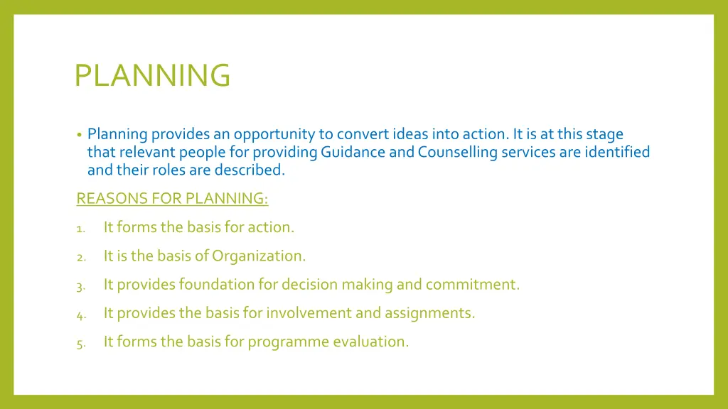planning