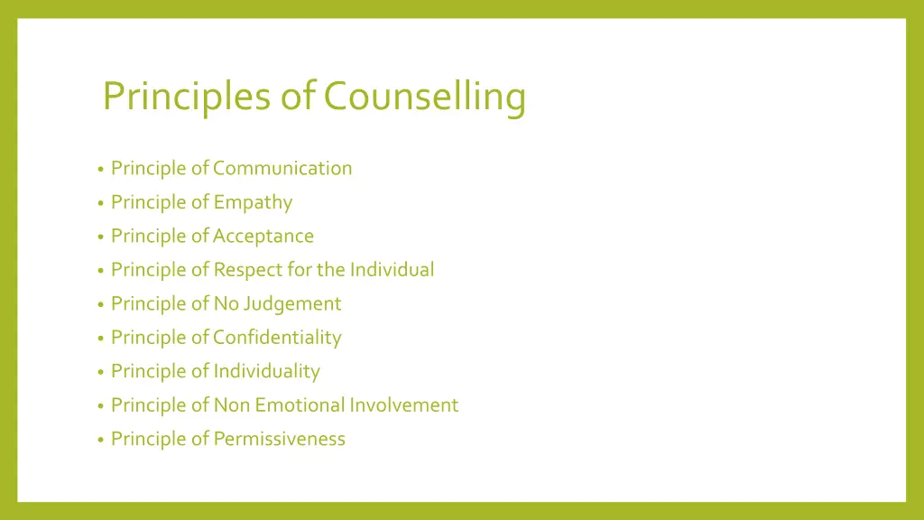 principles of counselling