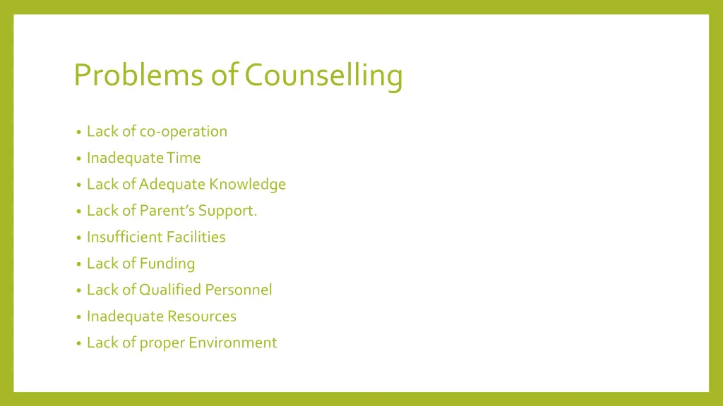 problems of counselling