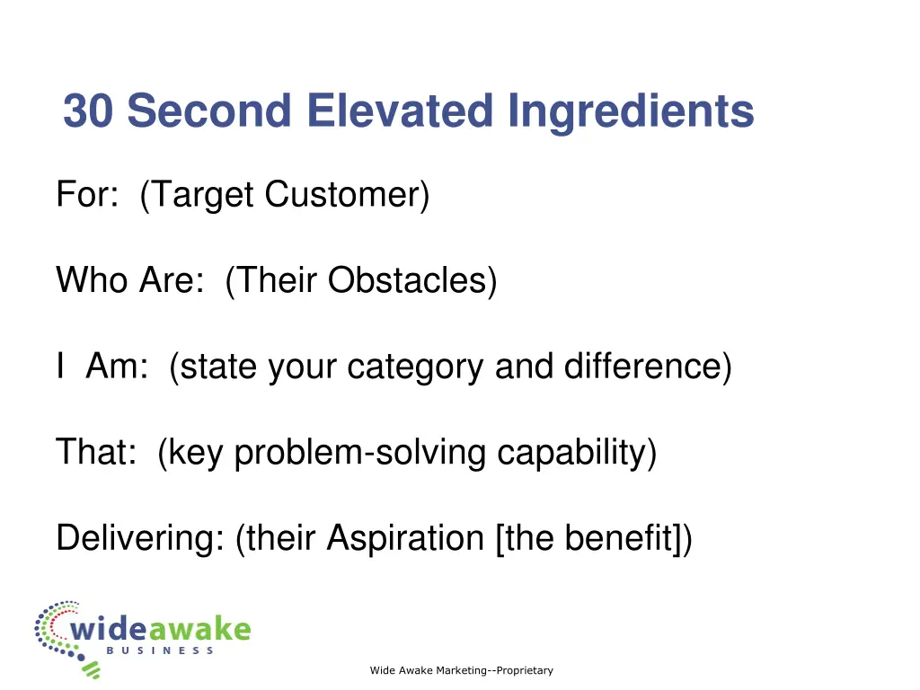 30 second elevated ingredients