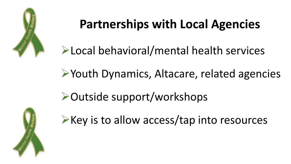 partnerships with local agencies