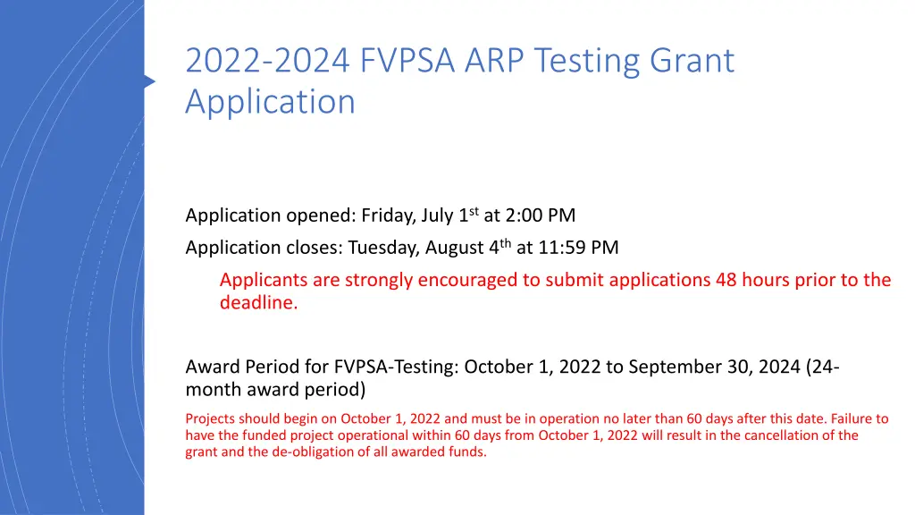 2022 2024 fvpsa arp testing grant application