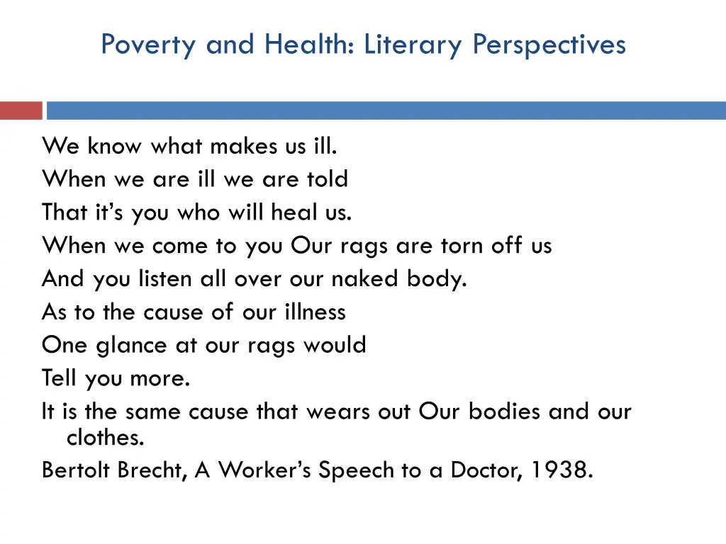 poverty and health literary perspectives