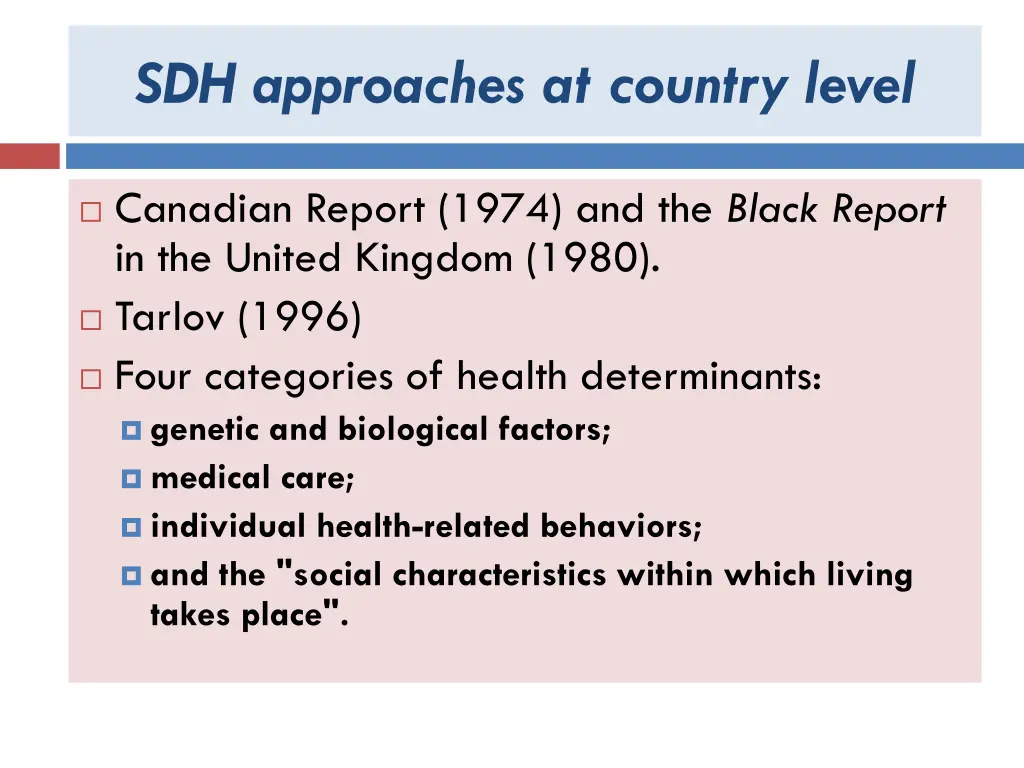 sdh approaches at country level