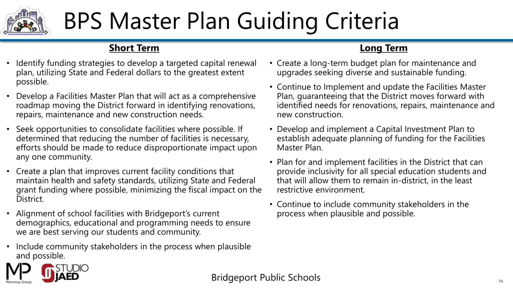bps master plan guiding criteria