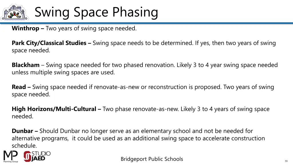 swing space phasing