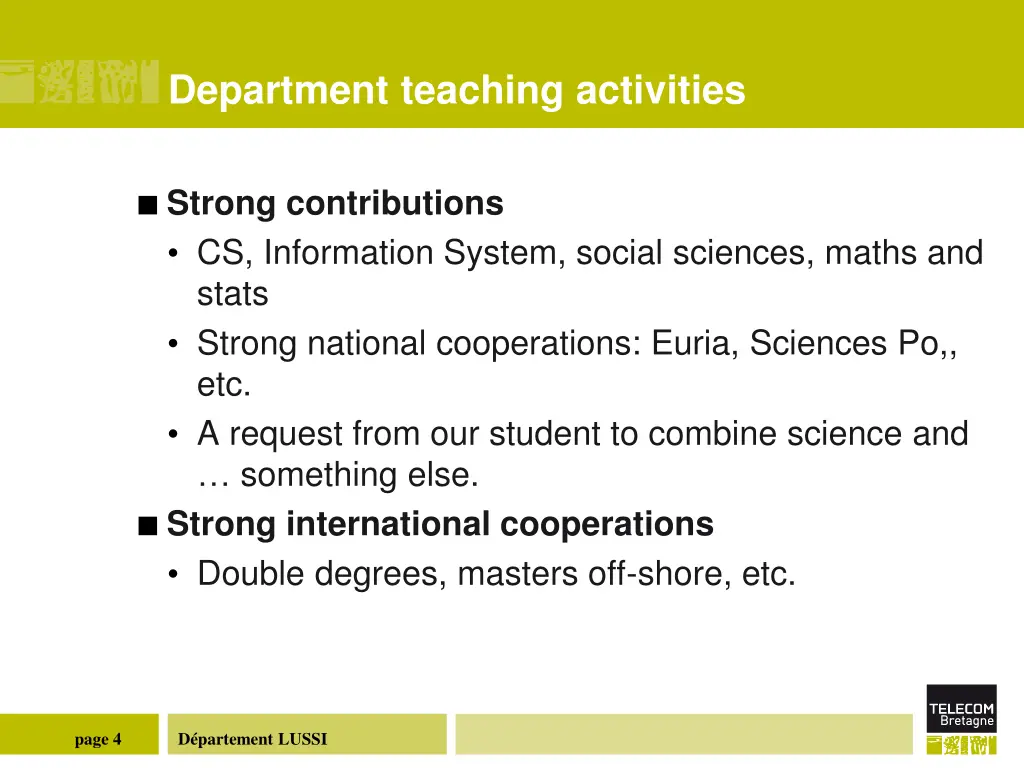 department teaching activities