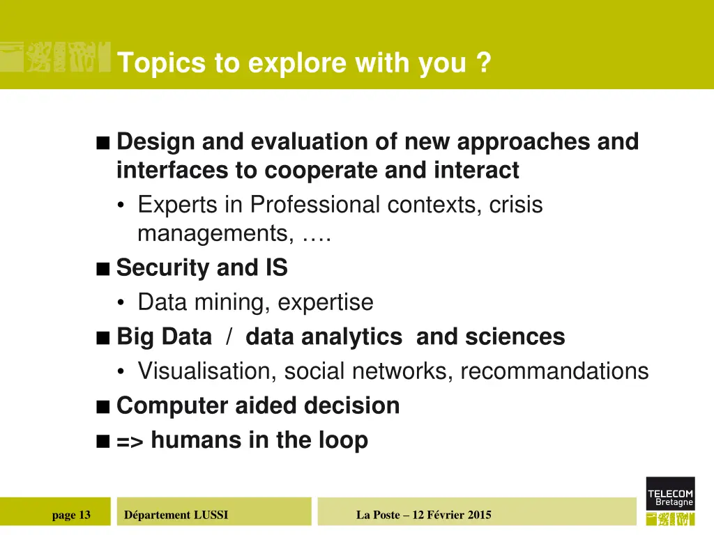 topics to explore with you