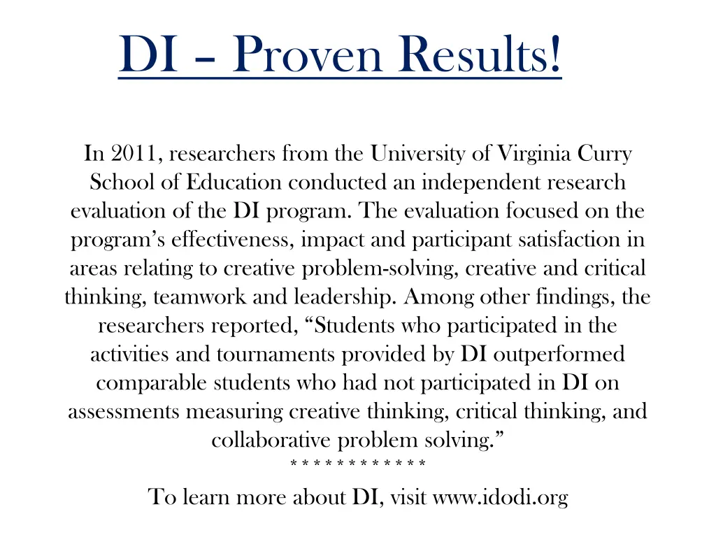 di proven results