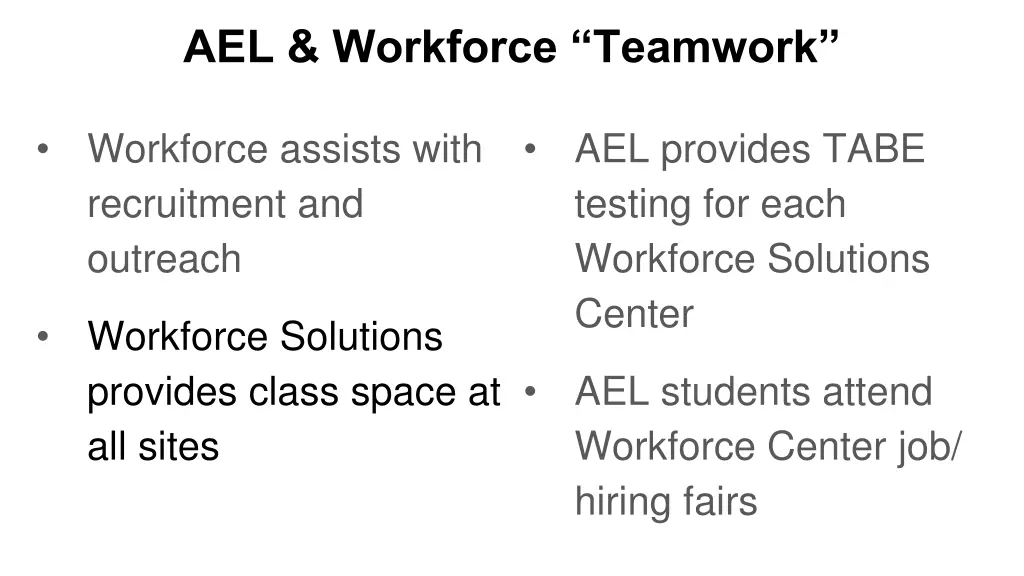 ael workforce teamwork