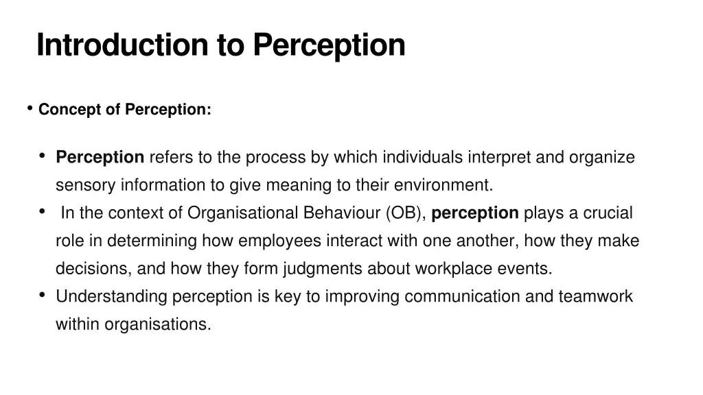 introduction to perception