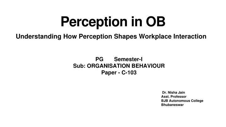 perception in ob understanding how perception